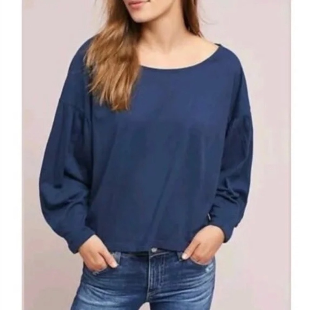 Anthropologie Balloon Sleeve Crop Top
